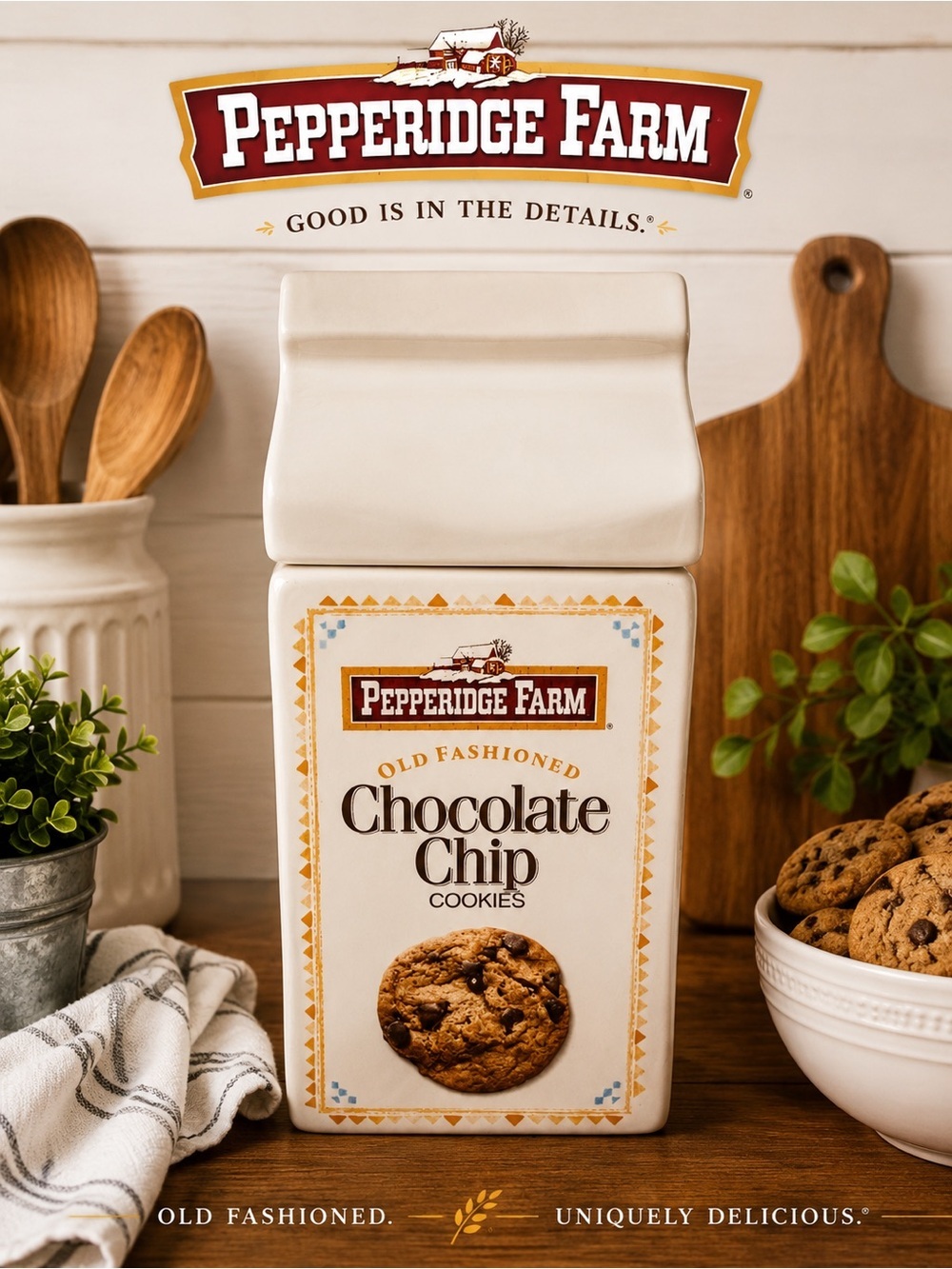 Vintage Pepperidge Farm Double Sided Cookie Jar Chocolate Chip Ginger Man